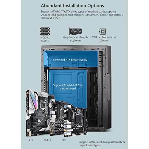 Mid-Tower PC Gaming Case ATX/M-ATX/ITX, Transparent Side Panels, USB 3.0 W8661