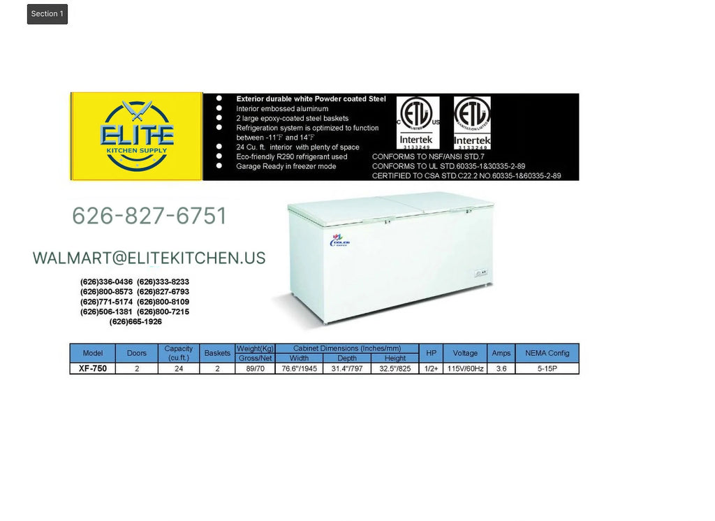 Commercial Chest Freezer 24 Cu.Ft L880