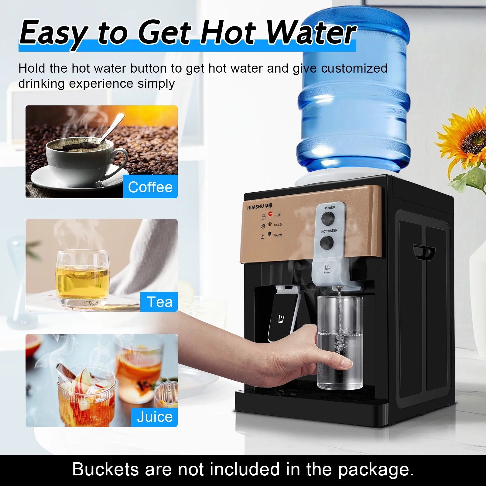 Countertop Water Cooler Dispenser, Hot and Cold, 3 Temperature Settings W19361