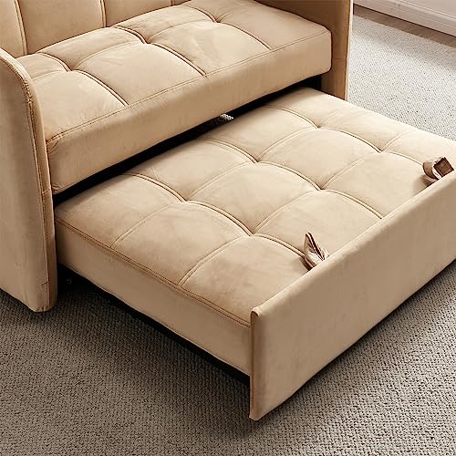 Convertible Sleeper Sofa Chair 3-in-1 Pull-Out Bed, Velvet Loveseat I161330