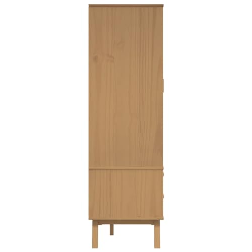 Solid Wood Wardrobe Armoire with 2 Drawers and Large Compartment Q35933
