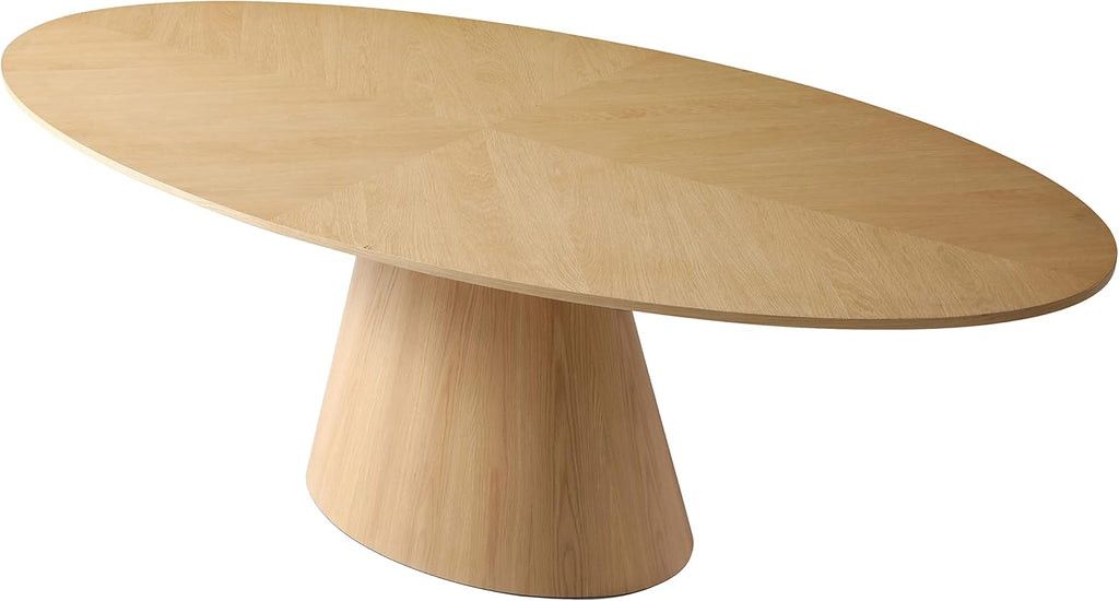 Meridian Furniture Gavin Collection Mid Century Oval White Oak Wood Dining Table, 90" W x 43.5" D x 30" H