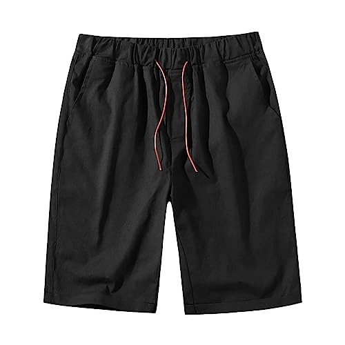 2024 Novel Men's Casual Shorts 5" Elastic Waist Drawstring Shorts Lightweight Regular Fit Beach Summer Shorts with Pockets