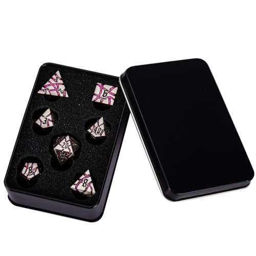 Metal DND Dice Set 7PCS Polyhedral Glitter Crack Dice for Dungeons and Dragons Role Playing Game F628808