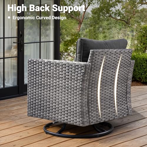 6 Piece Outdoor Wicker Sofa Set with Swivel Rocking Chairs and Cushions X998
