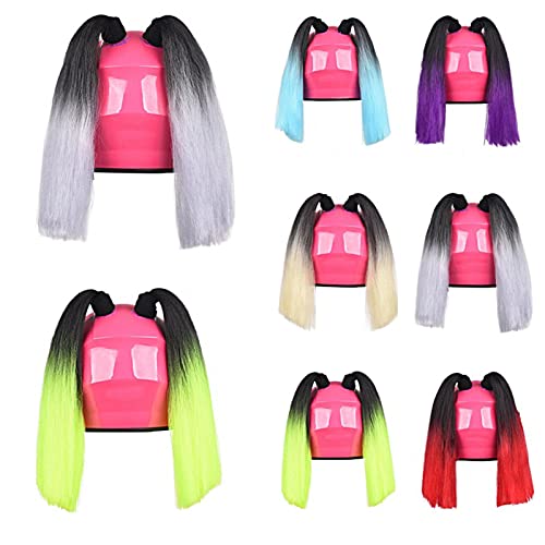 Helmets Pigtails, Detachable Vibrant Color Ponytails for Motorcycle Bicycle Ski Snowboard Helmets P107