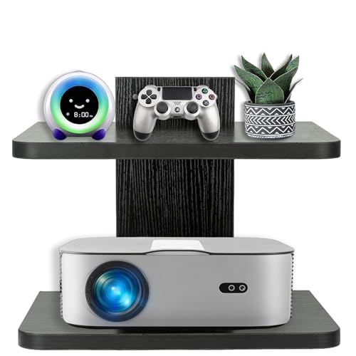 BiJun Floating Shelf for Under TV, Floating TV Stand Cable Box Shelf Projector Speaker Shelf Wall Mount Entertainment Stand Router DVD Shelf for PS4/Cable Box/DVD Players/Game Console (2 Shelf)