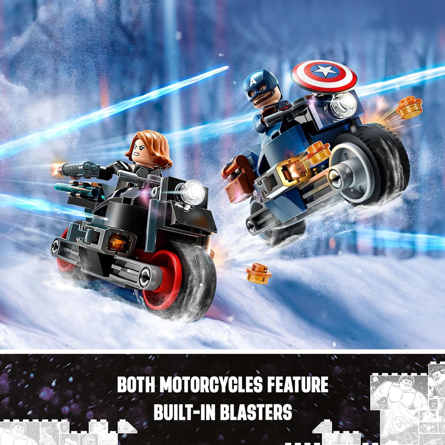 Black Widow & Captain America Motorcycles Building Toy for Kids Ages 6-8 X42574