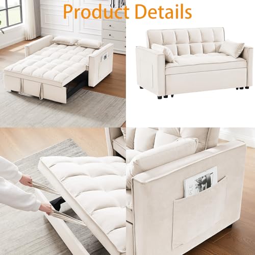 Sleeper Sofa Bed 3 in 1 Convertible Futon Couch with Reclining Backrest E908