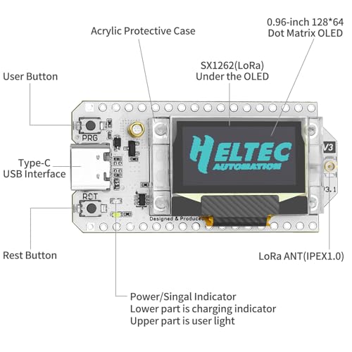 ESP32 LoRa V3 Development Board with 3000mAh Battery and 915MHz Antenna I456