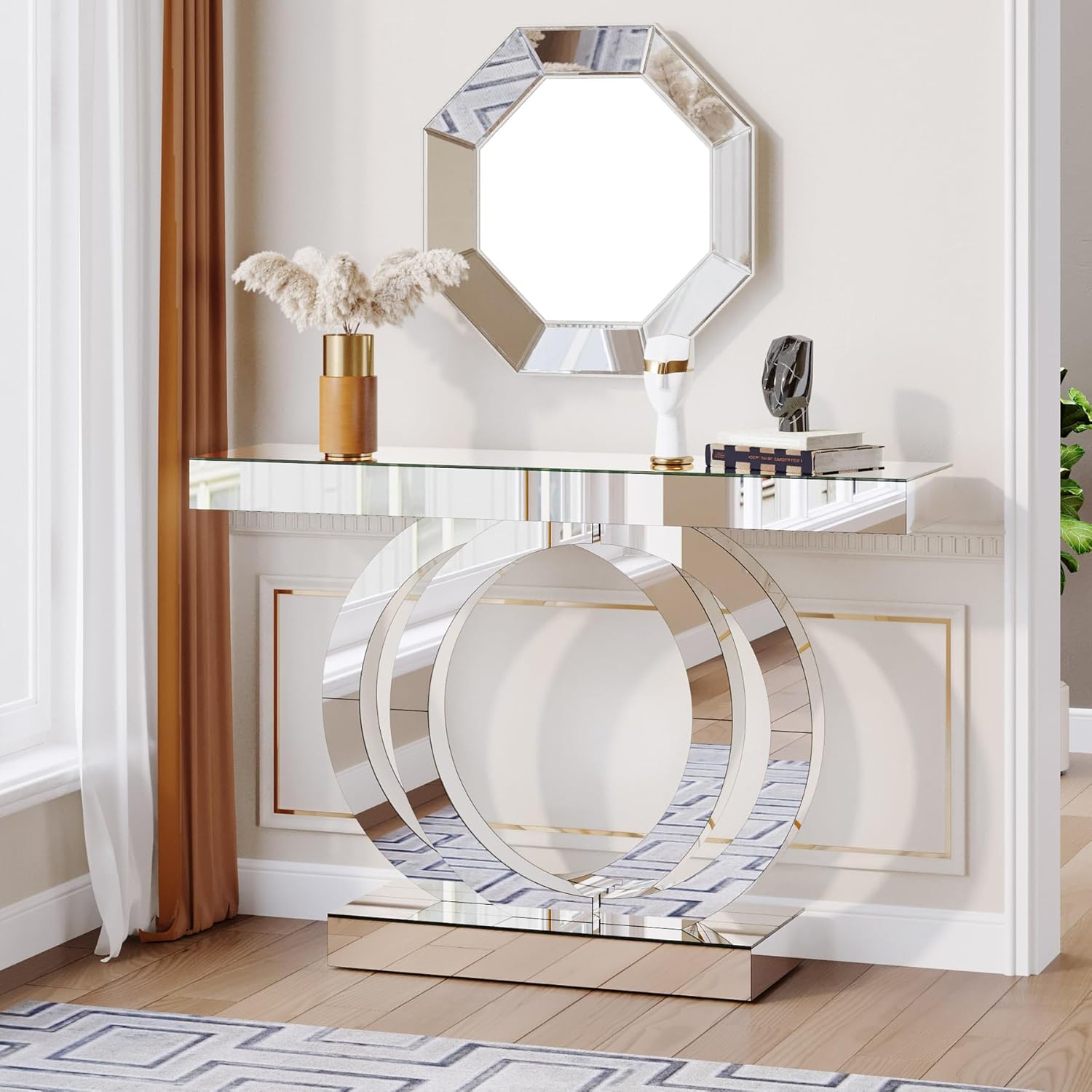 Mirrored Console Table for Entryway, Living Room, Hallway C76804