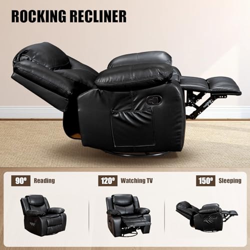 PU Leather Recliner Chair with Massage and Heating, Manual Reclining Sofa for Living Room L495766
