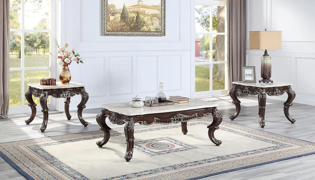 Wooden Coffee Table in Marble and Antique Oak C392
