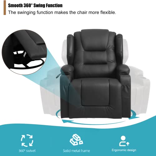 Swivel Rocker Recliner, 360 Degree Manual Glider Chair with Cup Holders Q389216