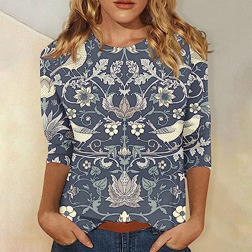 Women's 3/4 Sleeve Button Down Casual Blouse E528