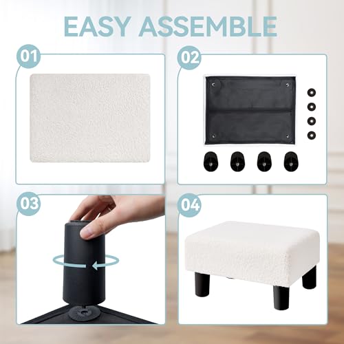 Sherpa Foot Stool Ottoman with Legs for Couch, Living Room, Bedroom, Office R82988