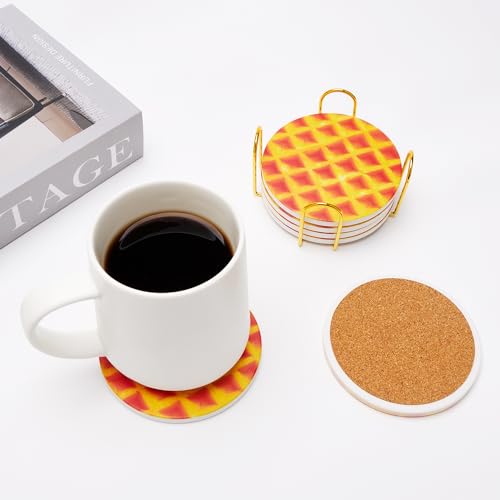 Ceramic Absorbent Coaster Set with Holder T269