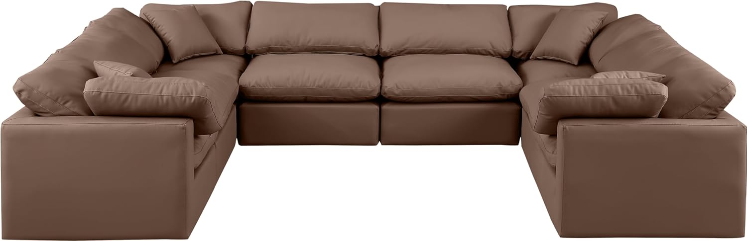Modern Sectional Sofa with Vegan Leather and Fiber-Filled Cushions G720339