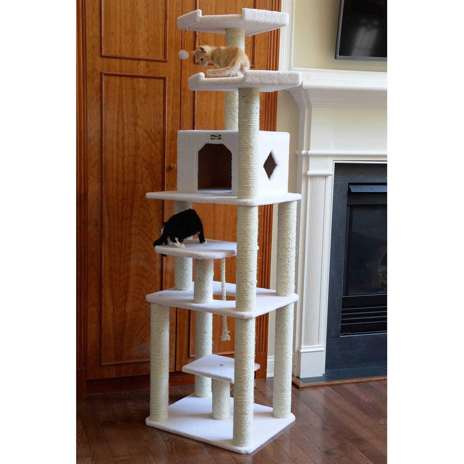 Classic Real Wood Cat Tree in Ivory Z91138