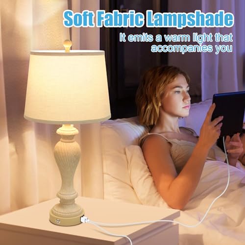 Set of 2 Touch Control Table Lamps, 27" Bedside Lamps with USB Ports, Dimmable K3955