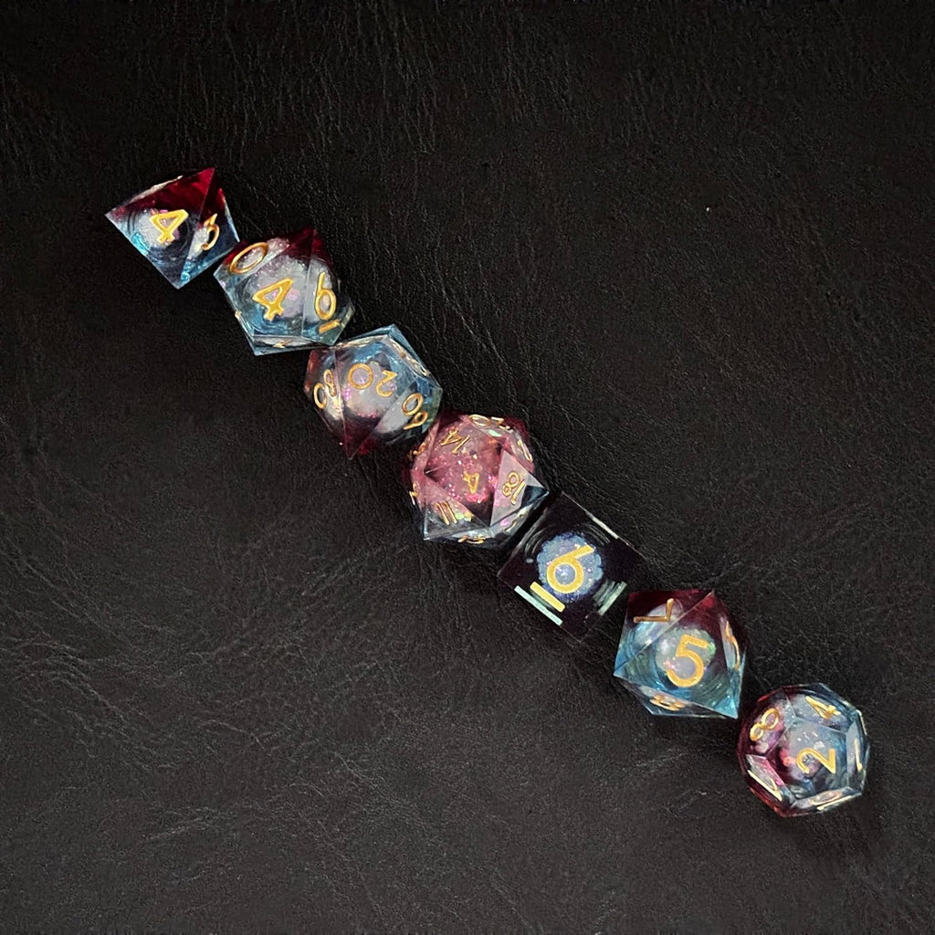 Floating Liquid Core Dice Set 7 Pieces Polyhedral for Dungeons and Dragons H633