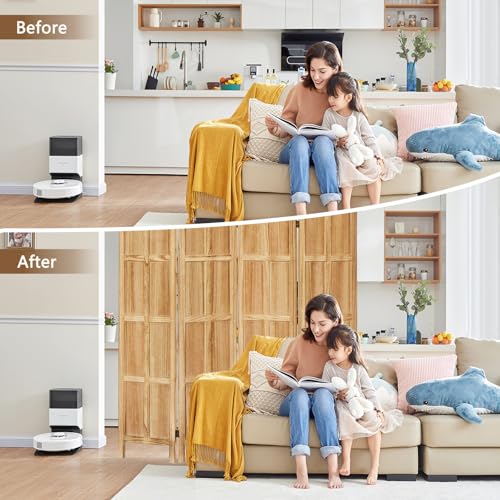 4 Panel Room Divider, 5.6Ft Wood Folding Privacy Screen, Freestanding Partition for Home Office Q71726