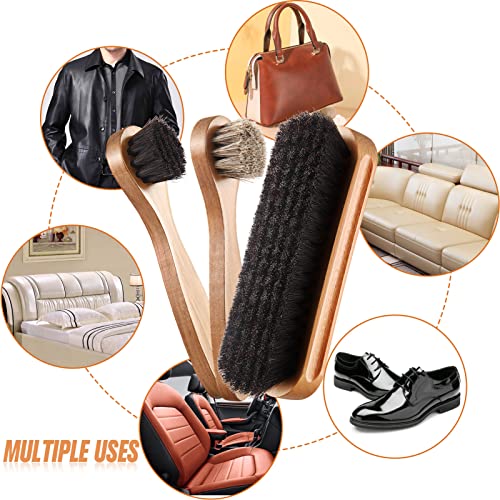 Horsehair Shoe Brush Kit with Polish Dauber and Microfiber Cloth F7928