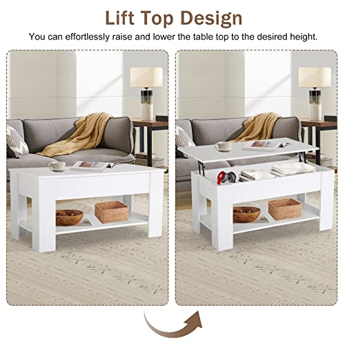 Modern Lift Top Coffee Table with Storage Shelf, Black C345