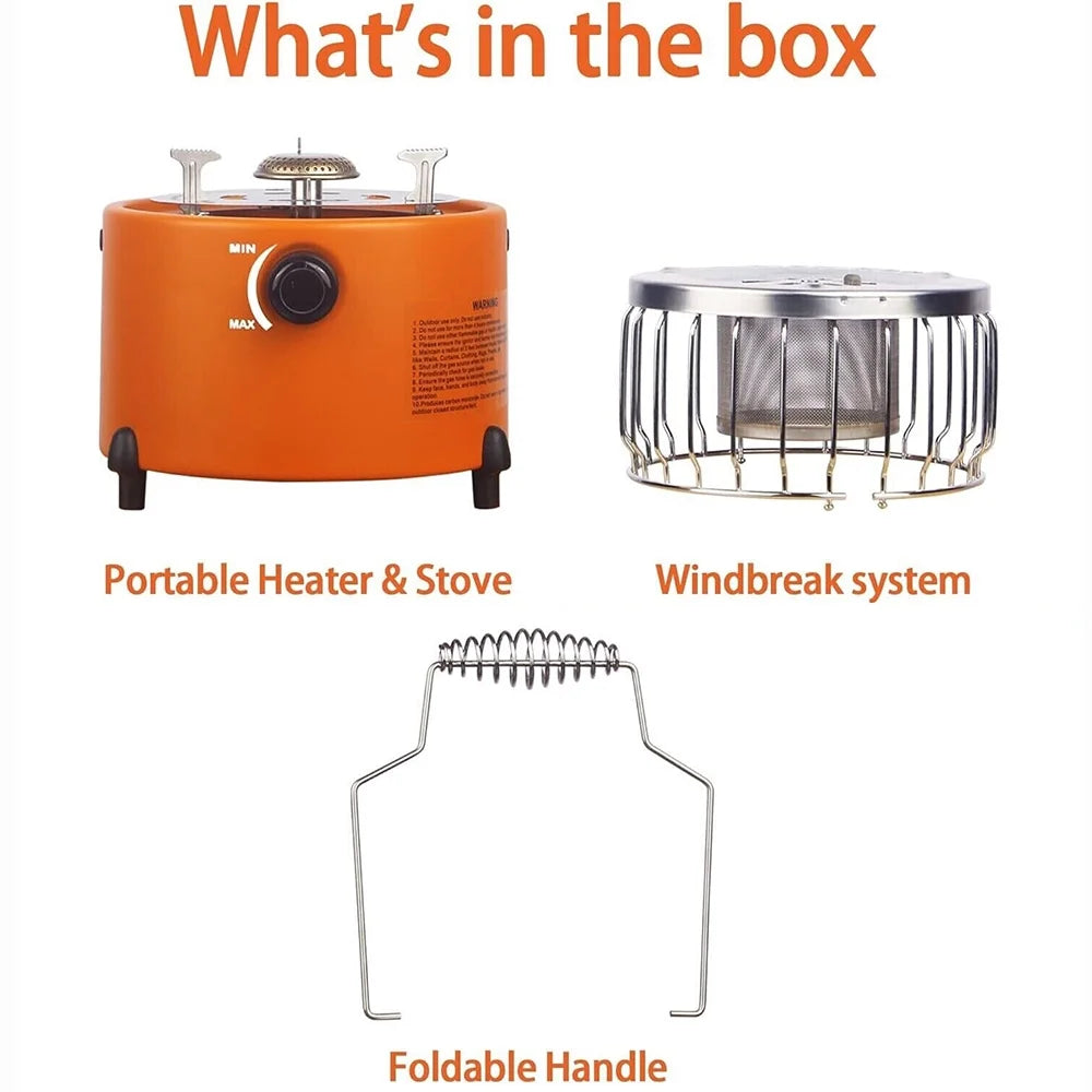 Portable Propane Heater & Stove with Fireproof Gloves, Outdoor Camping Q4243