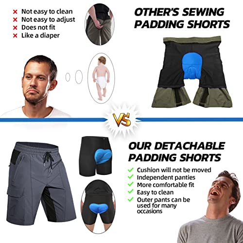 Men's Padded Mountain Bike Shorts Quick Dry Cycling with 5 Pockets S250