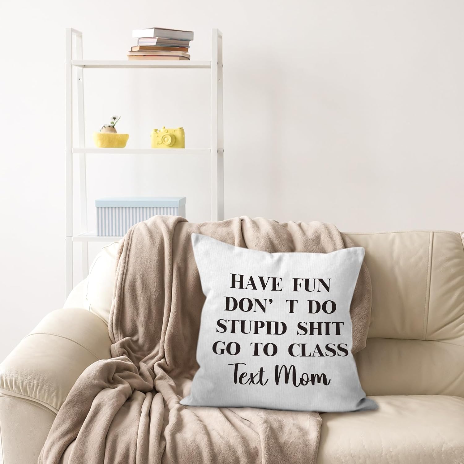 Funny Text Throw Pillow Covers 18x18, Dorm Room Classroom Decor D3504