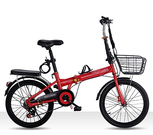 Folding Mountain Bike, Adult Folding Bike, 6 Speed High Carbon Steel Mountain Bicycle Easy Folding City Bicycle Height Adjustable for Men Women