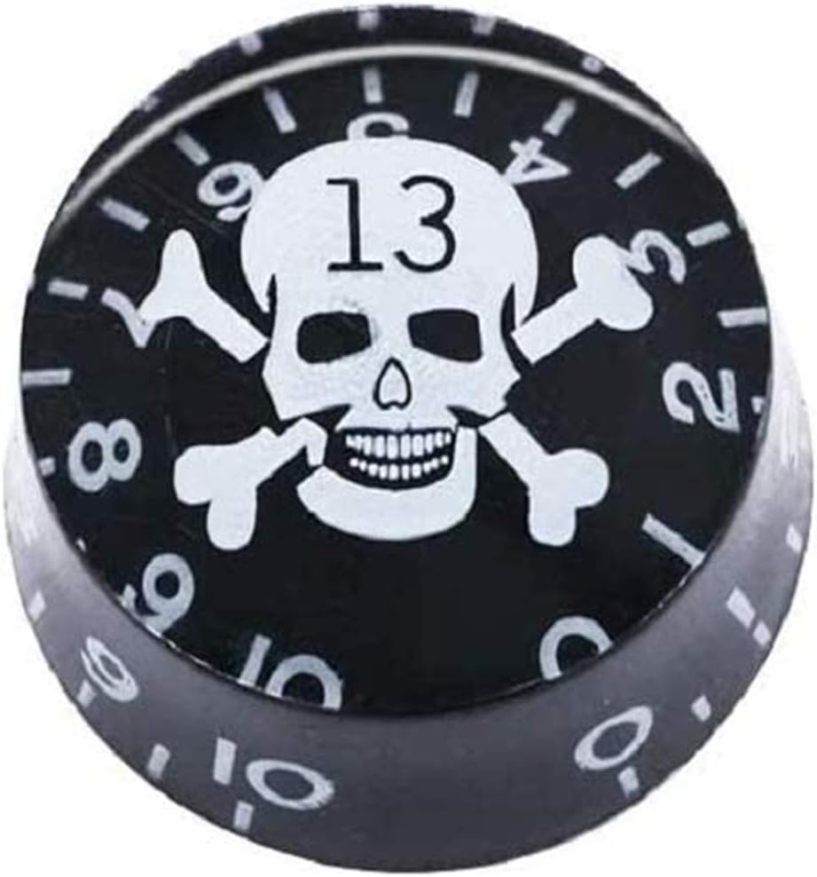 N / A 1Pcs Black with White Skull Electric Guitar Bass Top Hat Knobs Speed Volume Tone AMP Effect Pedal Control Knobs