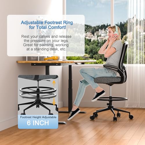 Drafting Chair with Flip-up Armrests and Lumbar Support H733