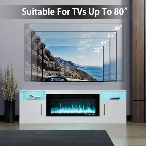 Electric Fireplace TV Stand for Living Room, Fits Up to 80" TVs Q985446