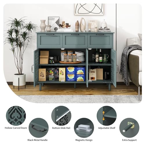 Sideboard Buffet Cabinet with Storage, 2 Door 3 Drawer, Farmhouse Wood Credenza L2054