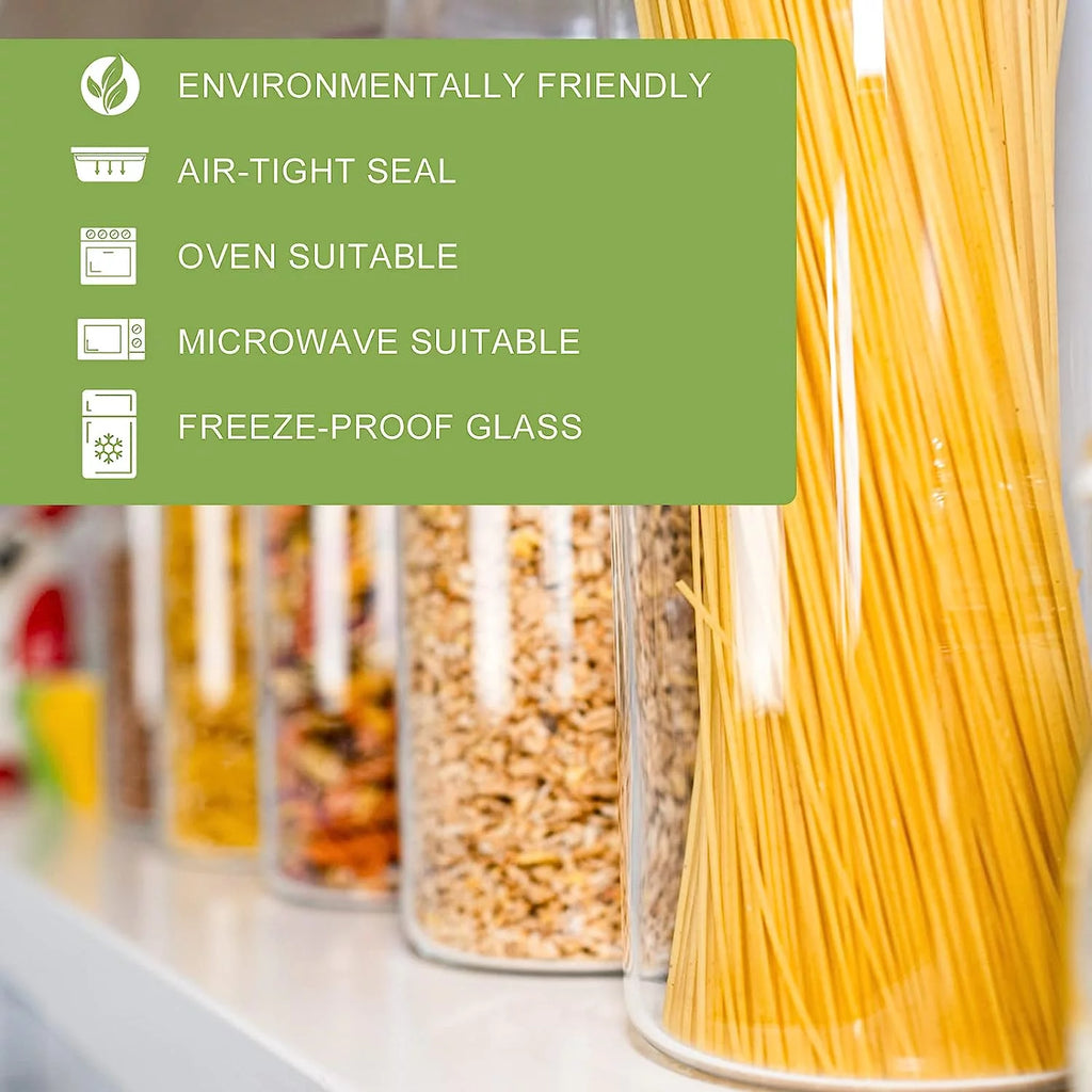 Set of 6 Airtight Glass Storage Jars with Bamboo Lids S4257