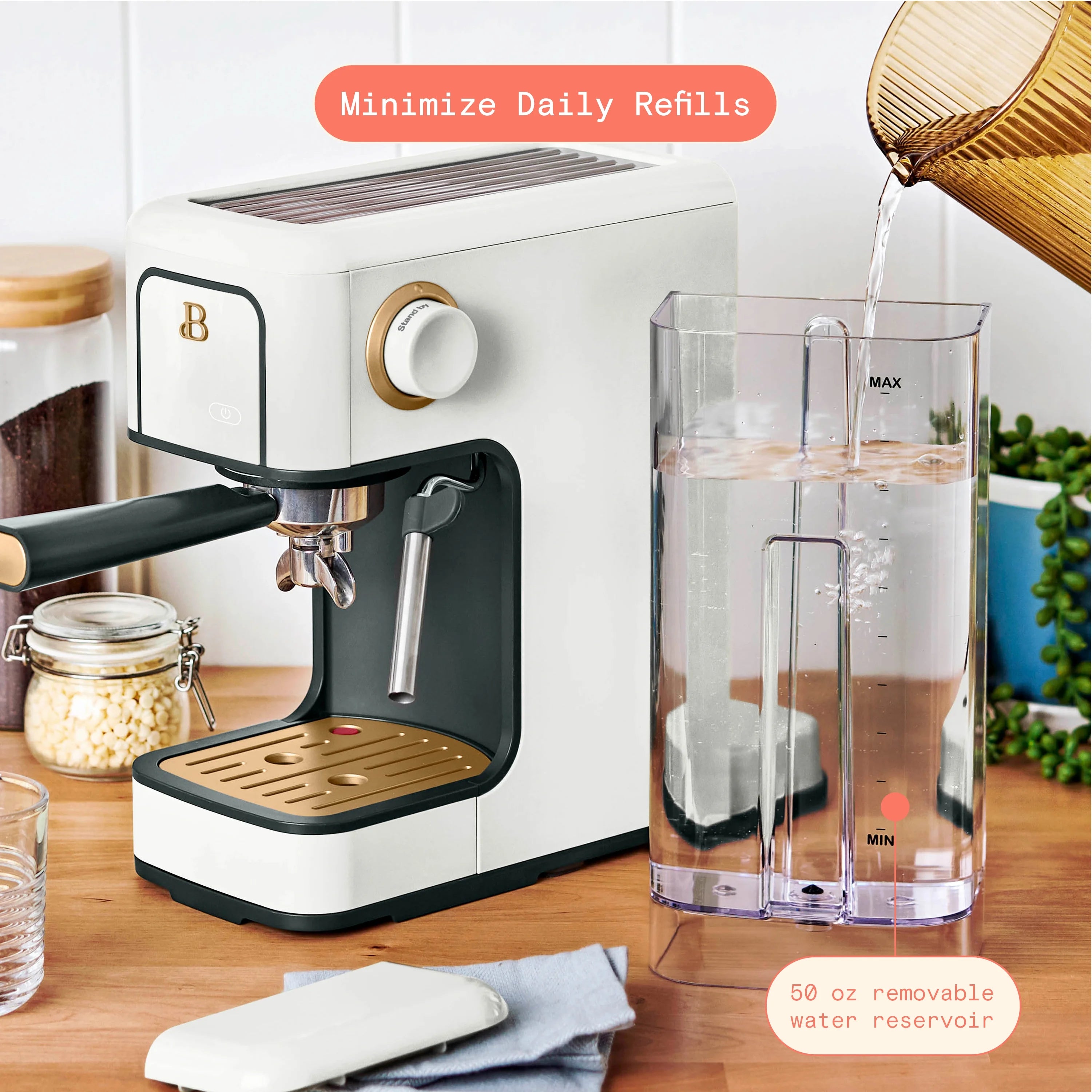 Slim Espresso Maker with 20-Bar Pressure, White B3796