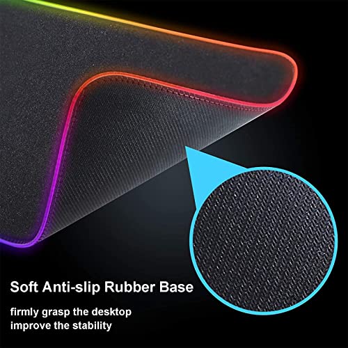 Gaming Mouse Pad with RGB Lighting, Anti-Slip Rubber Base, Stitched Edges, 31.5" x 15.7" Y571