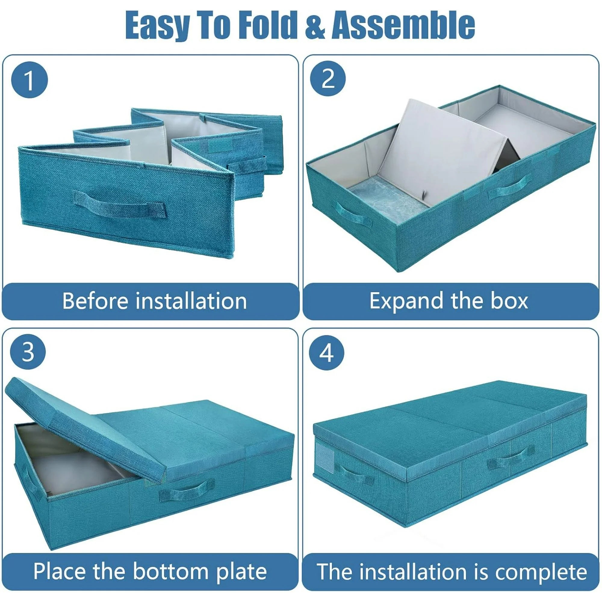 Underbed Storage Containers with Lids, Foldable Organizer Box for Clothes, Shoes, Blankets, Pillows F6366