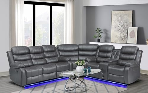 Johnson Power Recliner Sectional Sofa, Brown