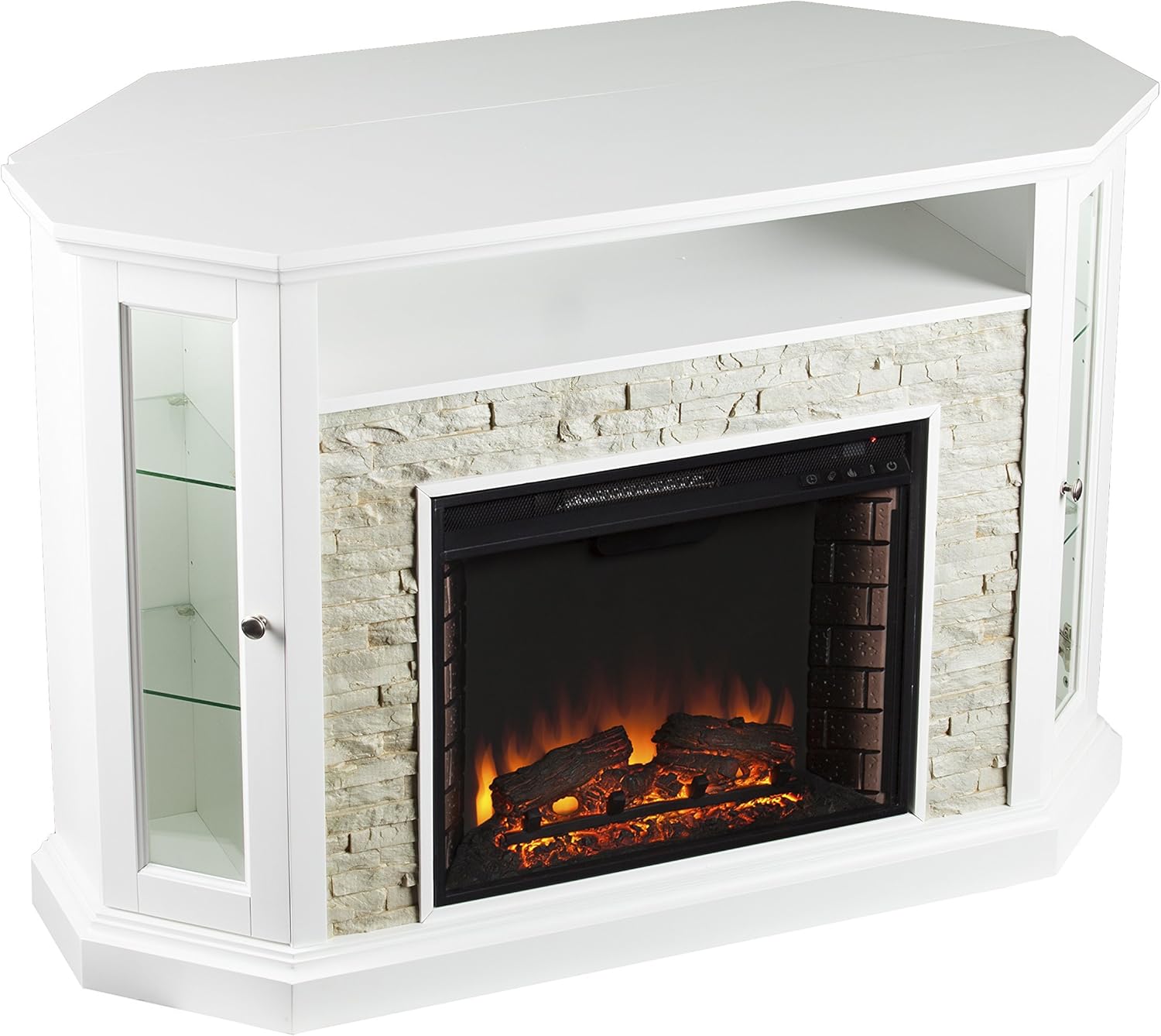 Corner Electric Fireplace Media Storage D87974