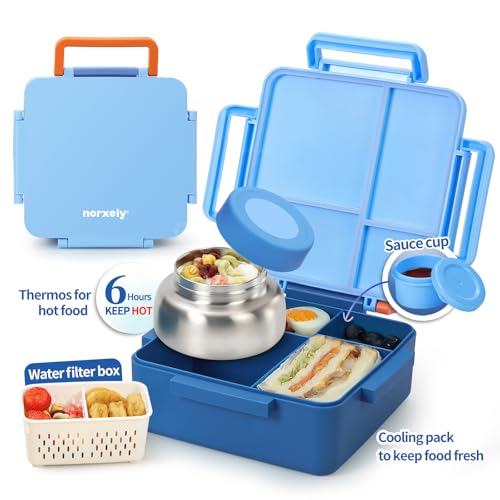 Kids Lunch Box with Thermos, 4 Compartments, Insulated, Drop-Proof, Dishwasher Safe I175