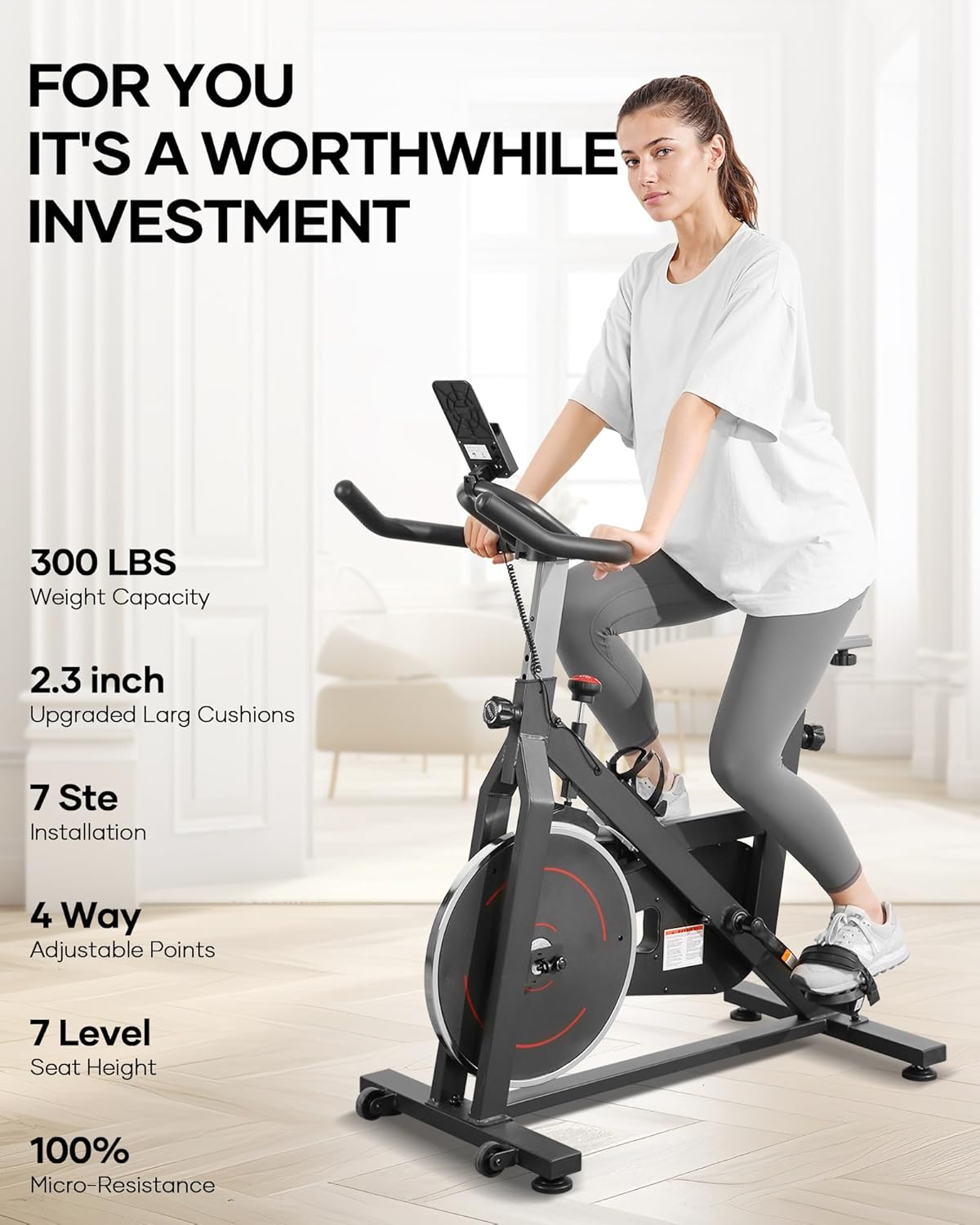 Exercise Bike for Home Indoor Cycling with Resistance and Comfortable Seat P39402