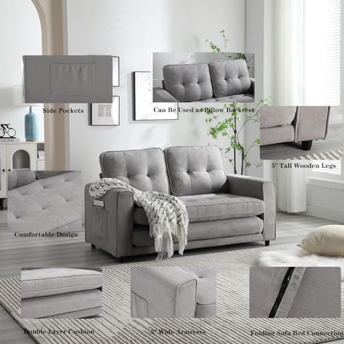Convertible Folding Futon Sofa Bed with Adjustable Chaise Lounge M3530