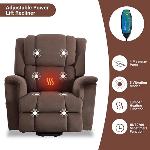 Power Lift Recliner Chair with Heat and Massage for Elderly S493