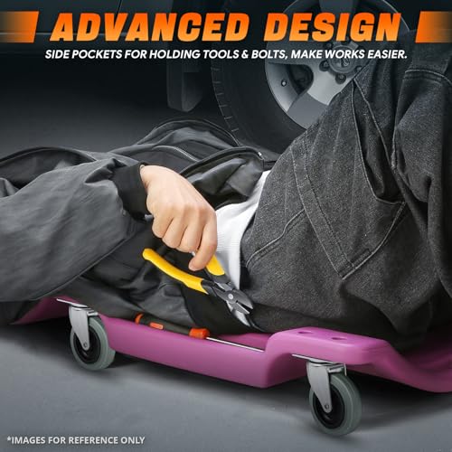 Low Profile Automotive Creeper with Padded Headrest, Red U80837