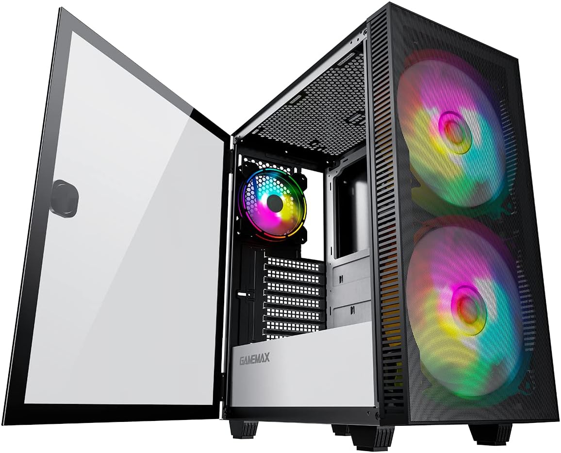 Mid-Tower ATX ARGB PC Gaming Case with Tempered Glass Side Panel T3324