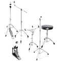 Griffin 6 Piece Drum Hardware Pack (Percussion TiltPro X Edition) – Full Stand Kit with Snare, Hi-Hat, Cymbal Boom, Kick Pedal & Throne for Gigs or Studio