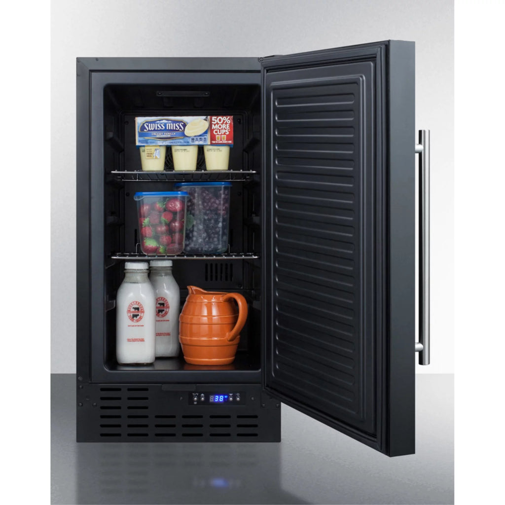 Compact Refrigerator, 18 Inch Freestanding or Built-in, Black Y413